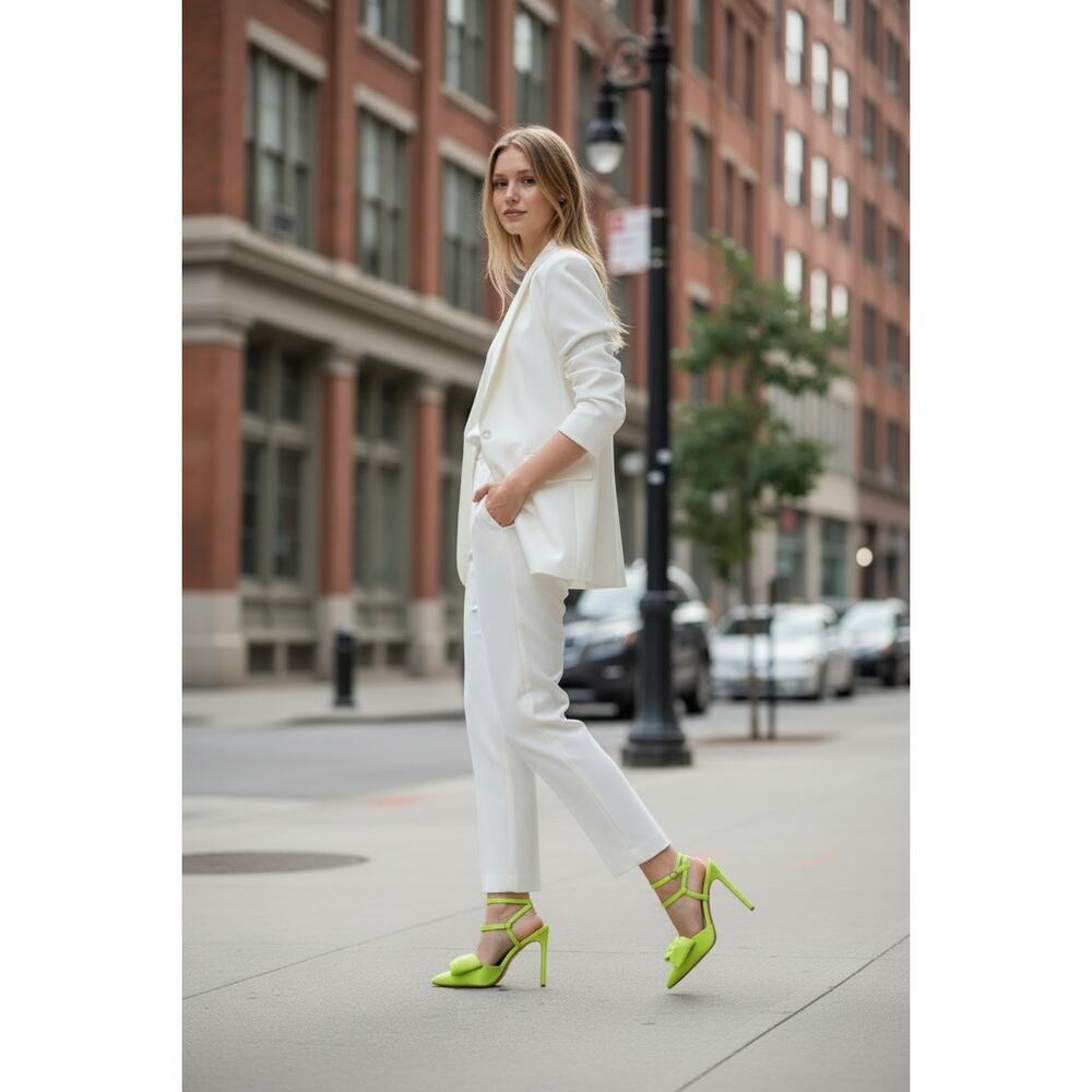 New Dee Ocleppo satin Fondo bow lime heels sz 40 - Picture 3 of 9